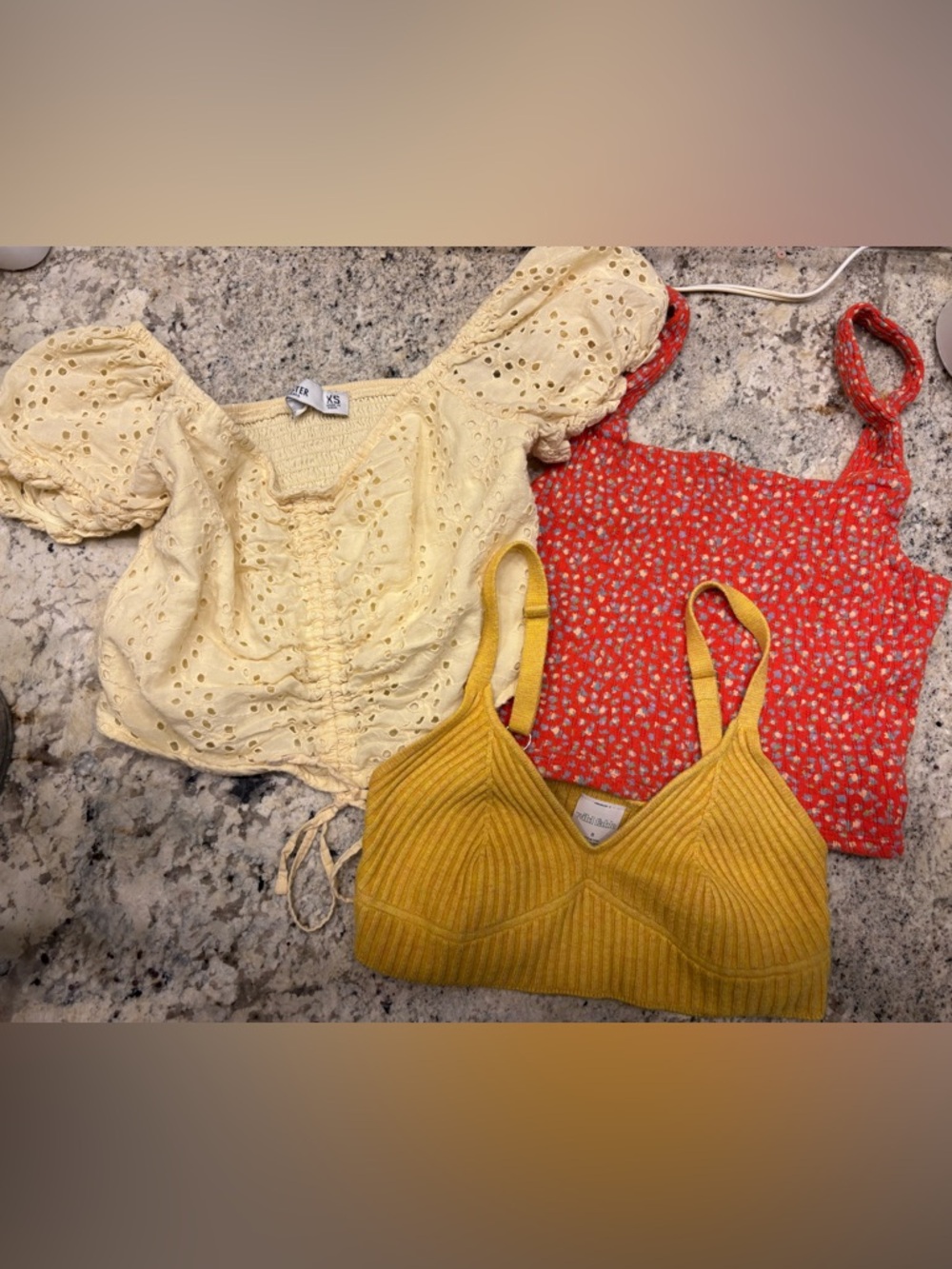 Lot of 3 cropped summer tanks - Hollister, American Eagle and Wild Fable.